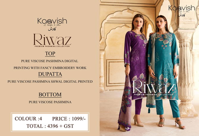 Riwaaz By Kaavish Viscose Pashmina Digital Printed Suit Wholesale Shop In Surat